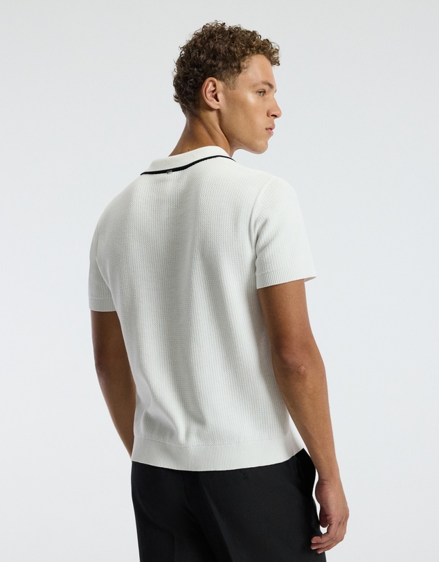 Calibre - Tipped Edge Open Neck Polo Ivory