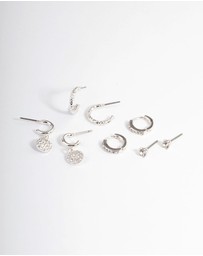 Lovisa - Silver Molten Disc Earrings 4-Pack