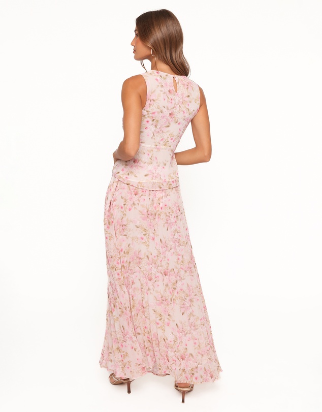 Petal & Pup - Mena Pleated Maxi Skirt - Blurred Pink Floral