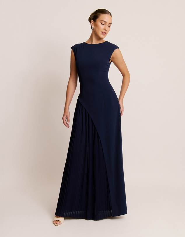 Six Stories - Cap Sleeve Pleated Maxi Dress