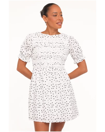 Petal & Pup - Jaclyn Mini Dress - White Polka Dot
