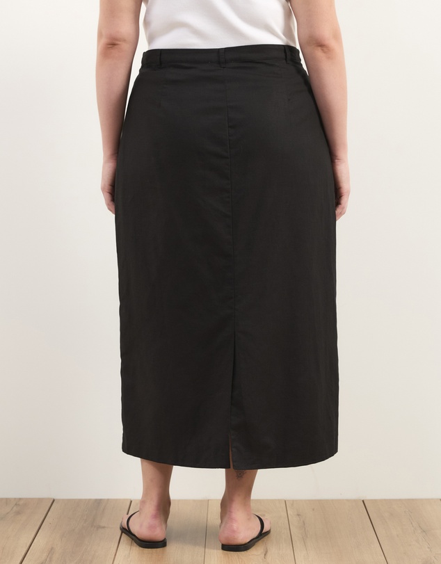 Atmos&Here Curvy - Heidi Linen Blend Midi Skirt
