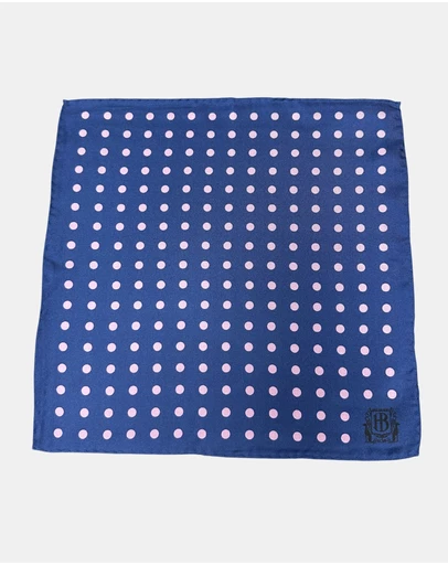 Henry Bucks - HENRY BUCKS Polka Dot Pocket Square NAVY/PINK