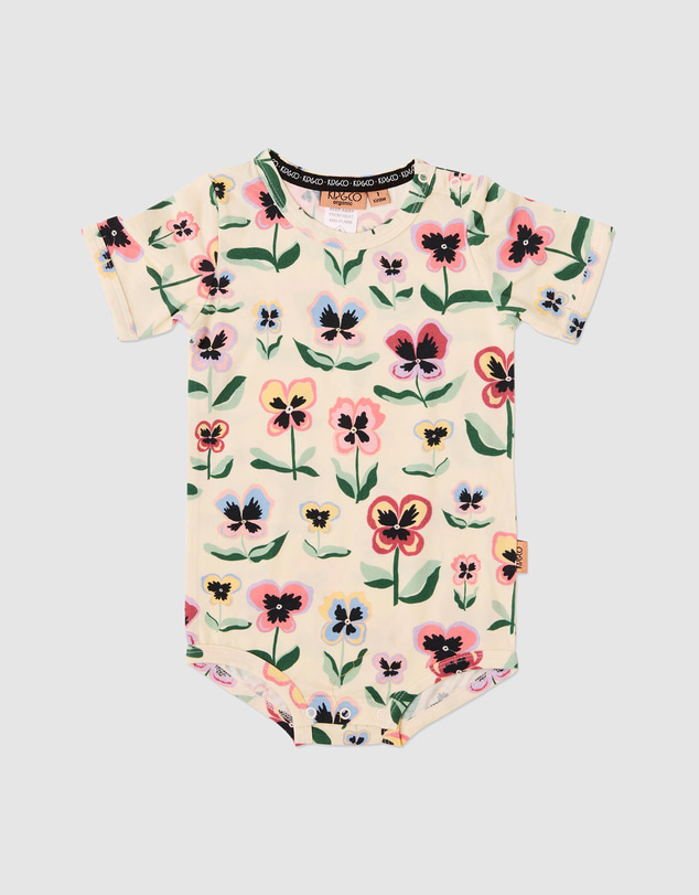 Kip&Co - Organic Cotton SS Romper Pretty Pansy - Babies
