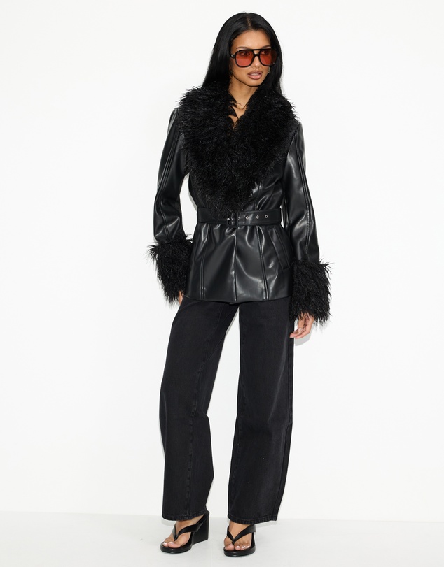 Dazie - Zephyr Removable Faux Fur Penny Lane Coat