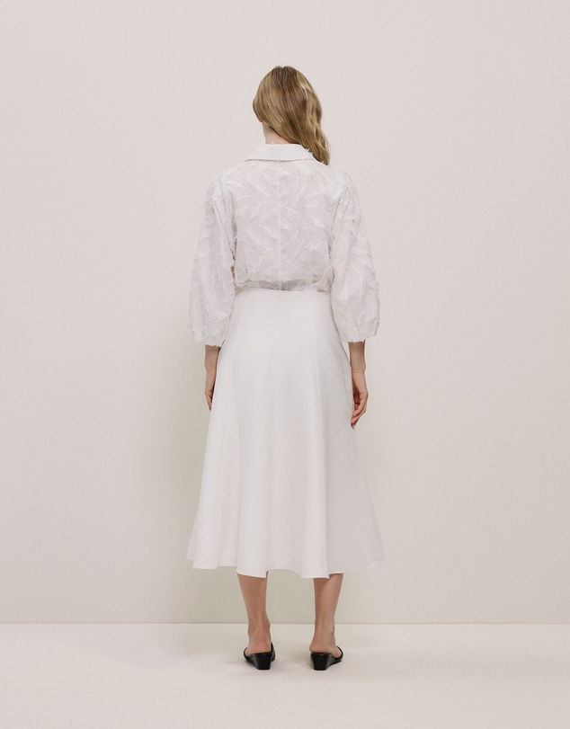 Trenery - Textured Flare Midi Skirt in Parchment