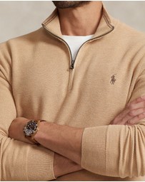 Polo Ralph Lauren - ICONIC EXCLUSIVE - Big & Tall - Mesh-Knit Cotton Quarter-Zip Sweater