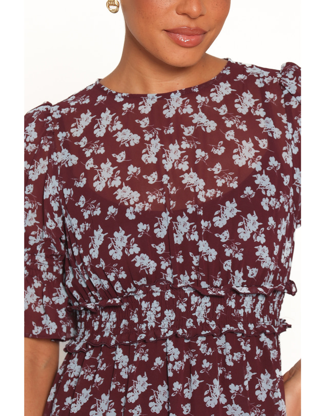 Petal & Pup - Kelina Maxi Dress - Burgundy Floral