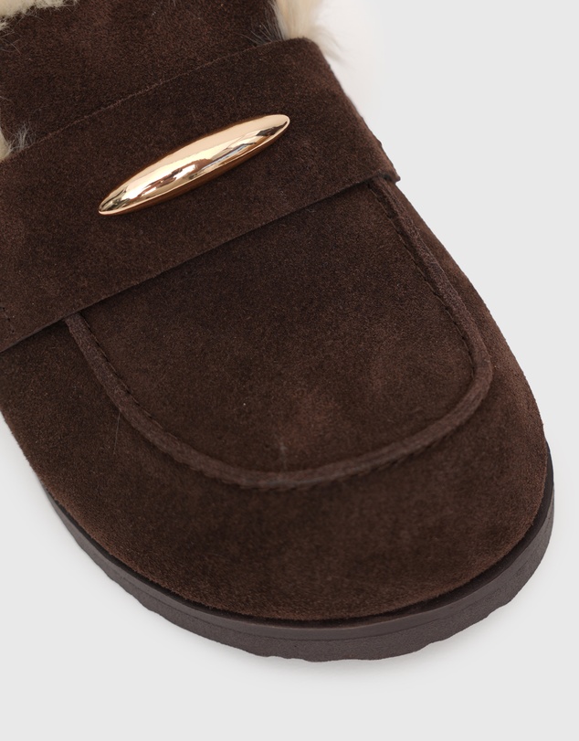 Betts - Toby Suede Leather Fur-Lined Mules