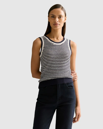 Trenery - Mercerised Cotton Knit Stitch Detail Tank