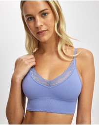 Cotton On Body - Seamless Longline Lace Trim Bralette
