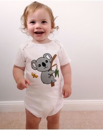 B Free Intimate Apparel - 100% Organic Cotton Short Sleeve Baby Bodysuit - White Koala