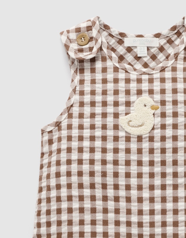 Purebaby - Gingham Romper-Kids-Babies