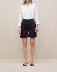 Trenery - Stretch Cotton Tailored Short in Night Sky
