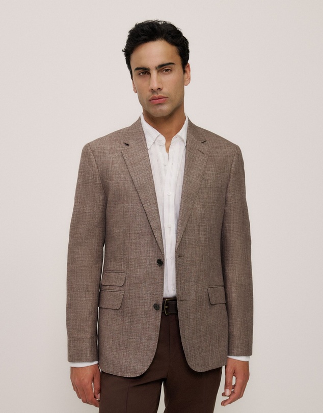 Trenery - Linen Cotton Textured Blazer in Cocoa