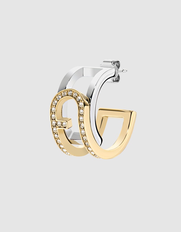 Furla - Furla Arch Essence Gold and Silver-Tone Crystal Hoop Earrings