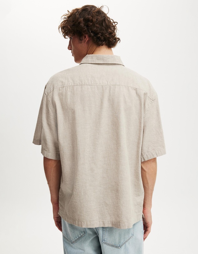 Cotton On - Eli Linen Blend Short Sleeve Shirt