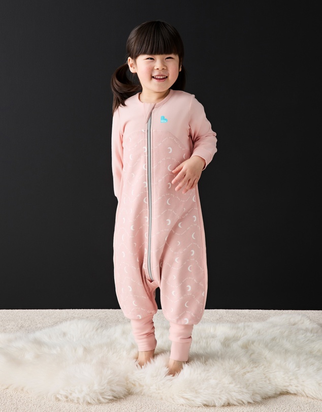 Love to Dream - Sleep Suit 1.5 TOG Stretch Cotton Fleece Moon and Back in Dusty Pink
