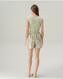 IDA+S - Riley Agave Green High Waisted Shorts