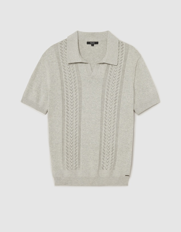 Politix - Pointelle Panelled Trophy Neck Knit
