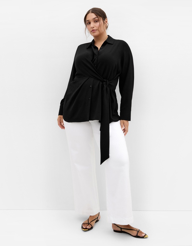 City Chic - Plus size Telia Side Tie Shirt - black