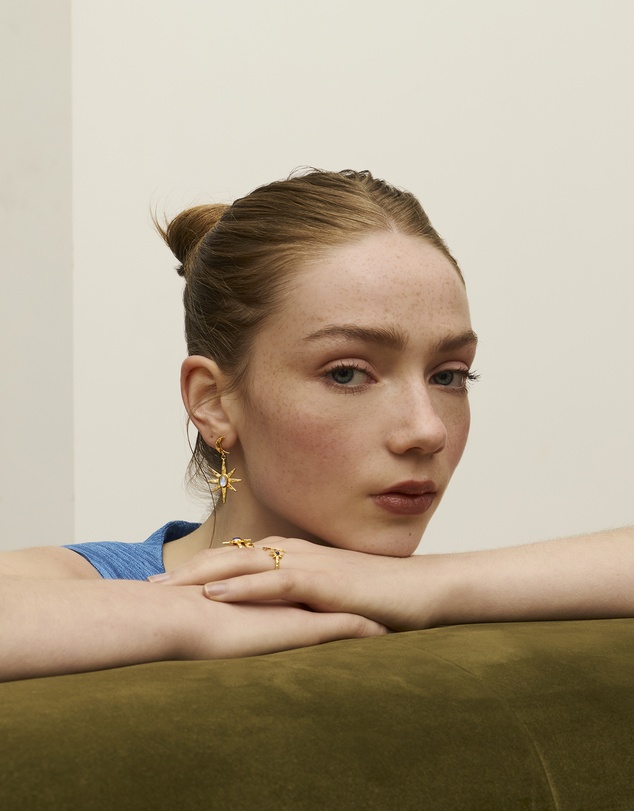 Ottoman Hands - Moonstone Star Drop Earrings