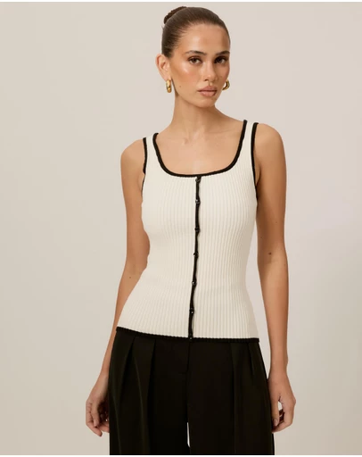 Tussah - Lori Contrast Ribbed Knit Top