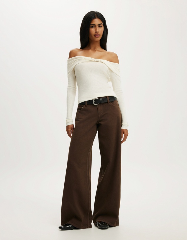 Cotton On - Twist Off Shoulder Ls Knit