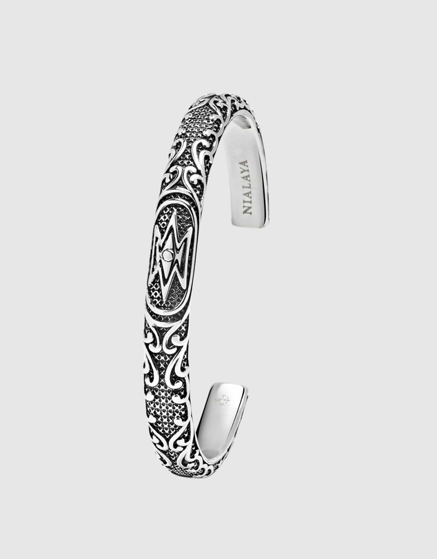 Nialaya Jewellery - Vintage Cuff Bracelet in Silver
