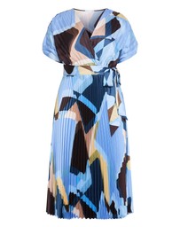 City Chic - Plus size Hailey Geo Abstract Print Pleat Dress - blue