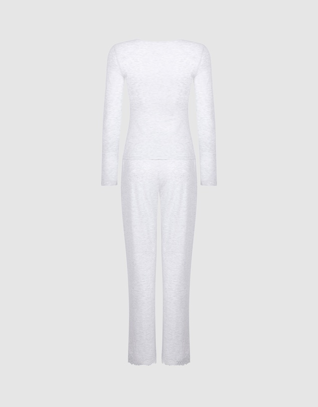 Hunkemoller - Long Sleeve Jersey Modal Lace PJ Set