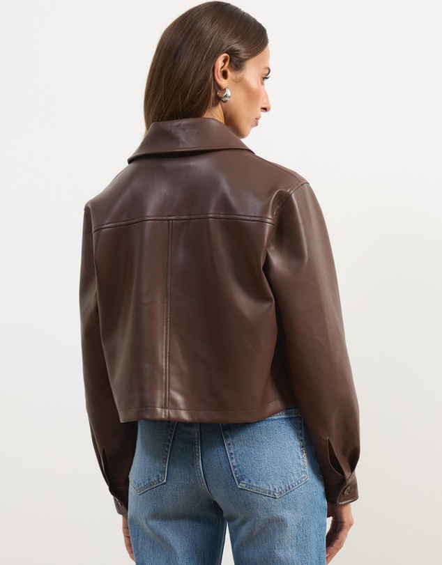 Atmos&Here - Annalise Leather Look Cropped Shacket