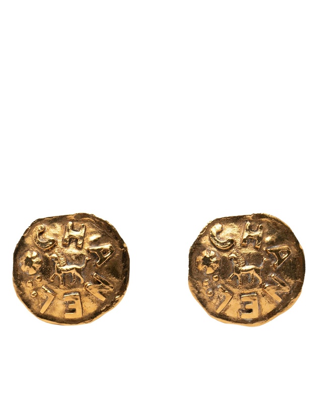 Pre-Loved by Azura Reborn - Pre-Loved Gold Plated Logo and Lion Clip On Earrings