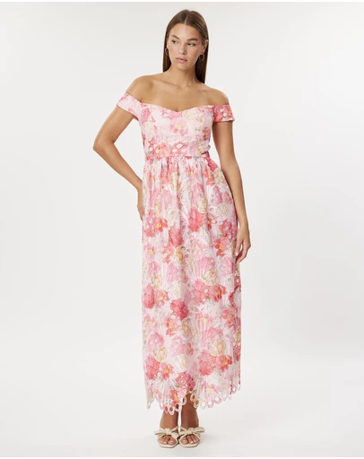 Romance by Honey and Beau - Eve Off Shoulder Midi Dress