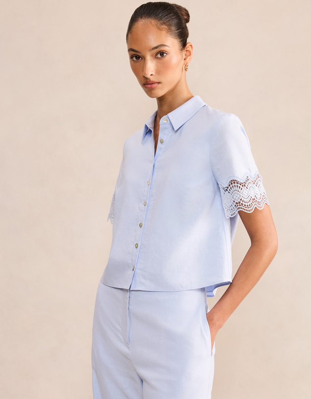 Forever New - Freya Lace Trim Linen Shirt