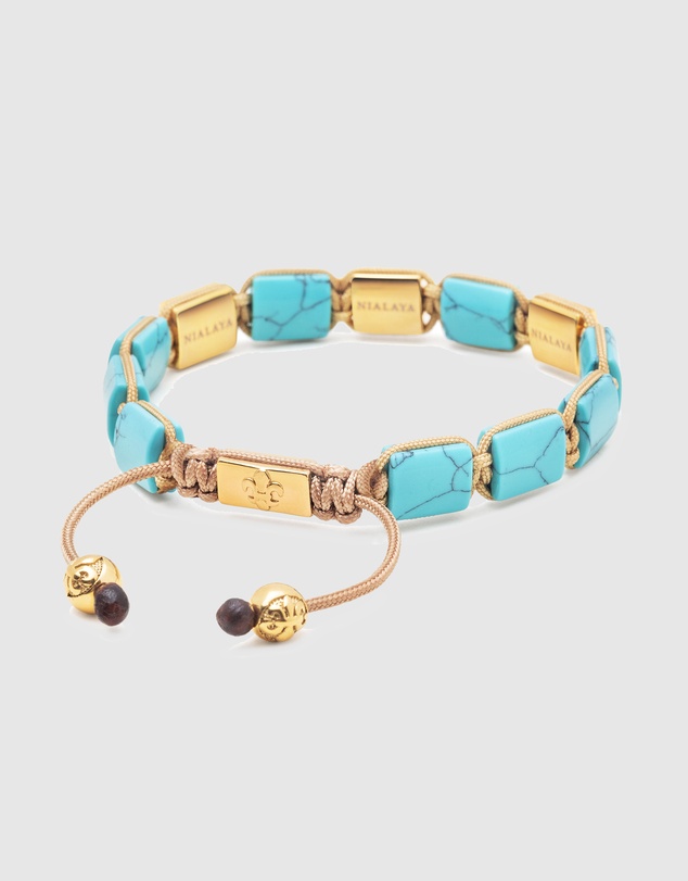 Nialaya Jewellery - The Dorje Flatbead Collection Turquoise and Gold
