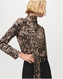 M.N.G - Animal-Print Blouse With Scarf
