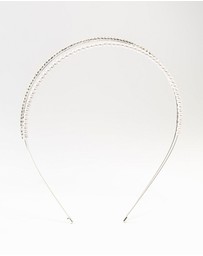 Lovisa - Silver Plated Double Layered Pearl & Crystal Headband