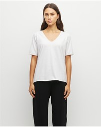 JH Lounge - JHL V-Neck T (Fine Cotton Cashmere) White