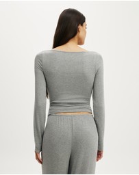 Cotton On Body - Super Soft Boat Neck Henley Long Sleeve