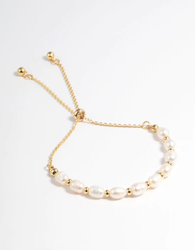 Lovisa - Gold Plated Freshwater Pearl Chain Toggle Bracelet
