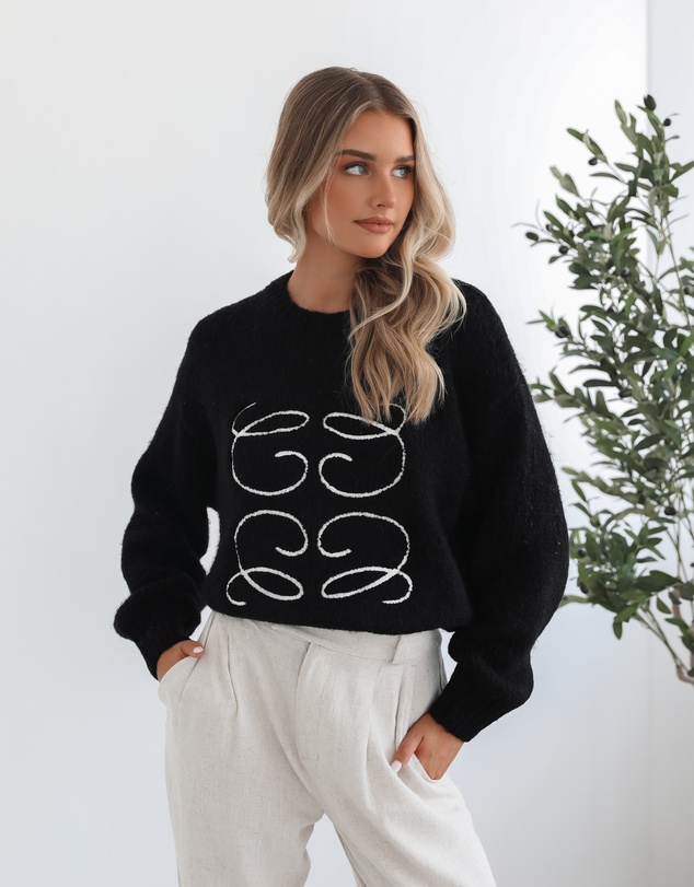 Esther & Co - Adelaine Knit - Black Print
