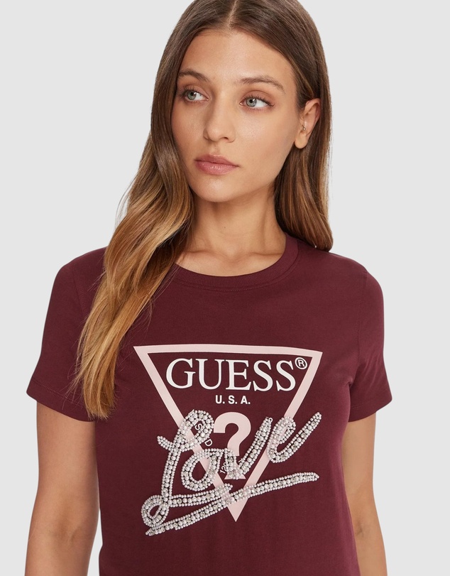 GUESS - Love Triangle Pearls Short Sleeve T-Shirt