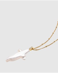 Nialaya Jewellery - Pearl Cross Chain Necklace