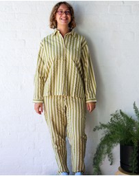 Mosey Me - Seersucker Stripe Long Pyjama Set