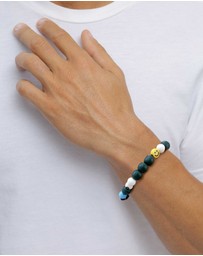 Kuzzoi - ICONIC EXCLUSIVE - Bracelet Male Smiling Face Evil Eye with Resin and Colorful Glass Beads 925 Sterling Silver