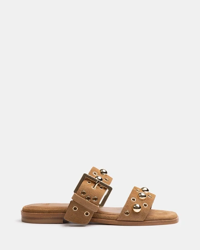 Wittner - Dixee Flat Sandal Dark Sand Suede