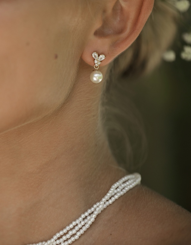 Elli Jewelry - Pearl and Zirconia Drop Earrings in Gold-Plated 925 Silver