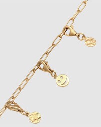 Kuzzoi - ICONIC EXCLUSIVE - Bracelet Male Smiling Face Long Link Chain 925 Sterling Silver Gold Plated