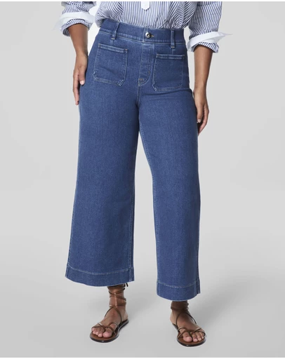 Spanx - Airessentials-Cropped Wide Leg Washed Blue